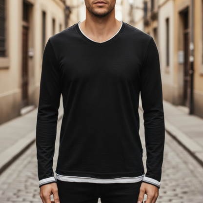 Men's Long Sleeve Shirt V neck
