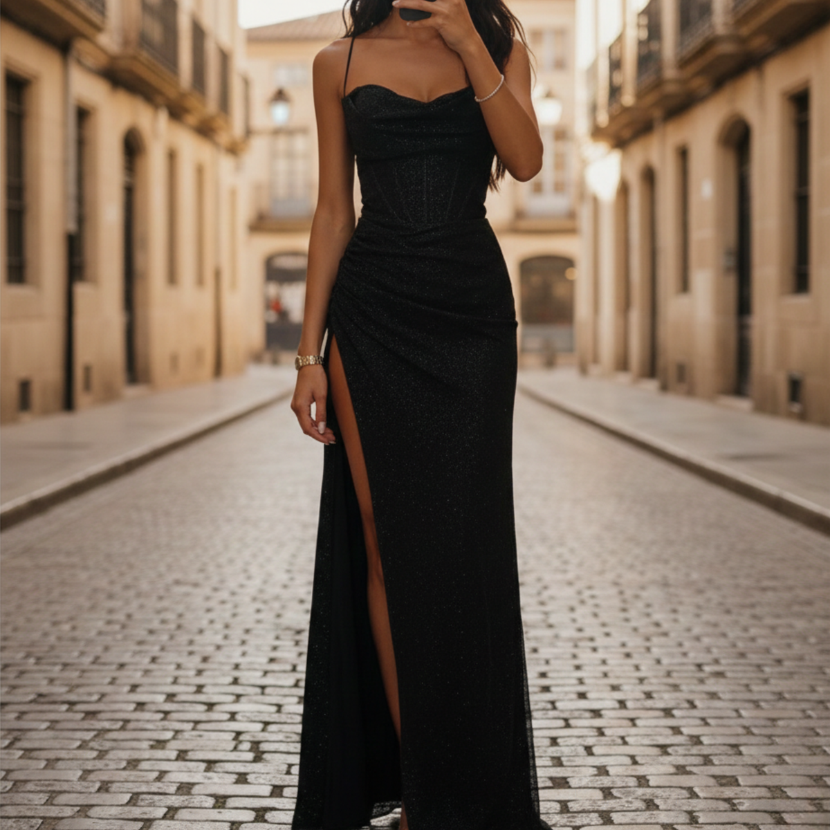 Evening Dress Maxi Spaghetti Strap Women