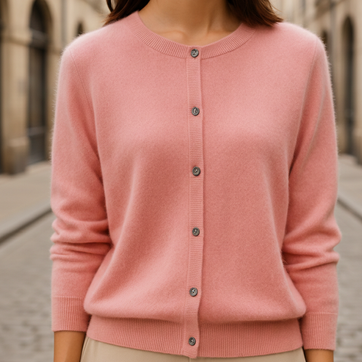 Cardigan femme à boutons, tricoté, manches longues