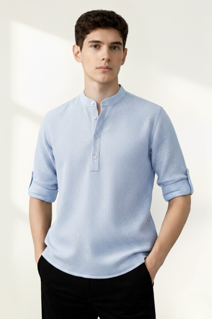 Camisa de manga larga tipo Henley para hombres