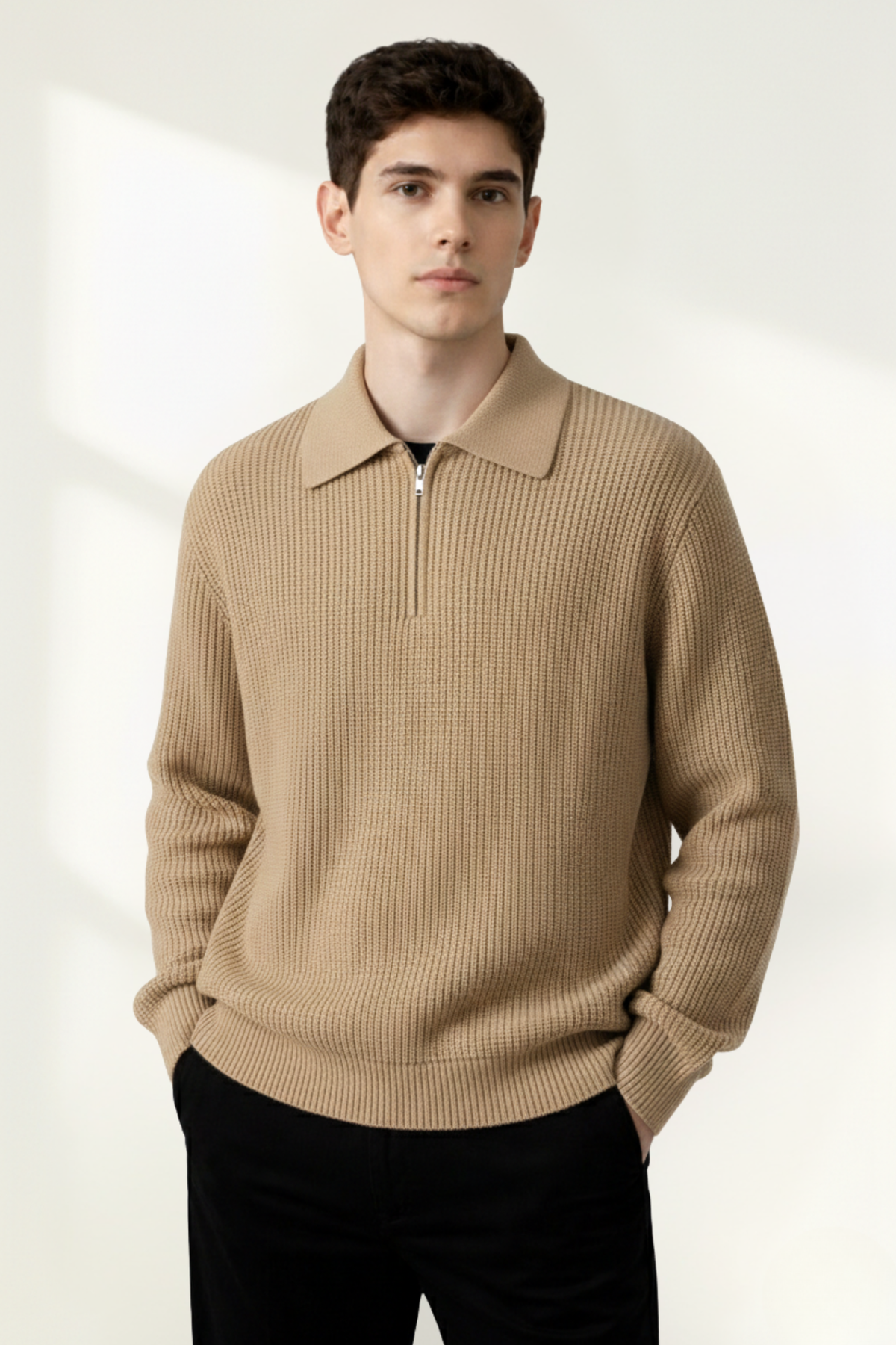 Men’s  Knit Quarter-Zip Polo Sweater