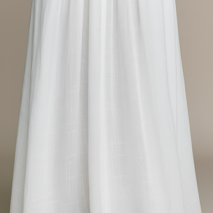 Robe longue en coton et lin patchwork col montant manches longues pour femme