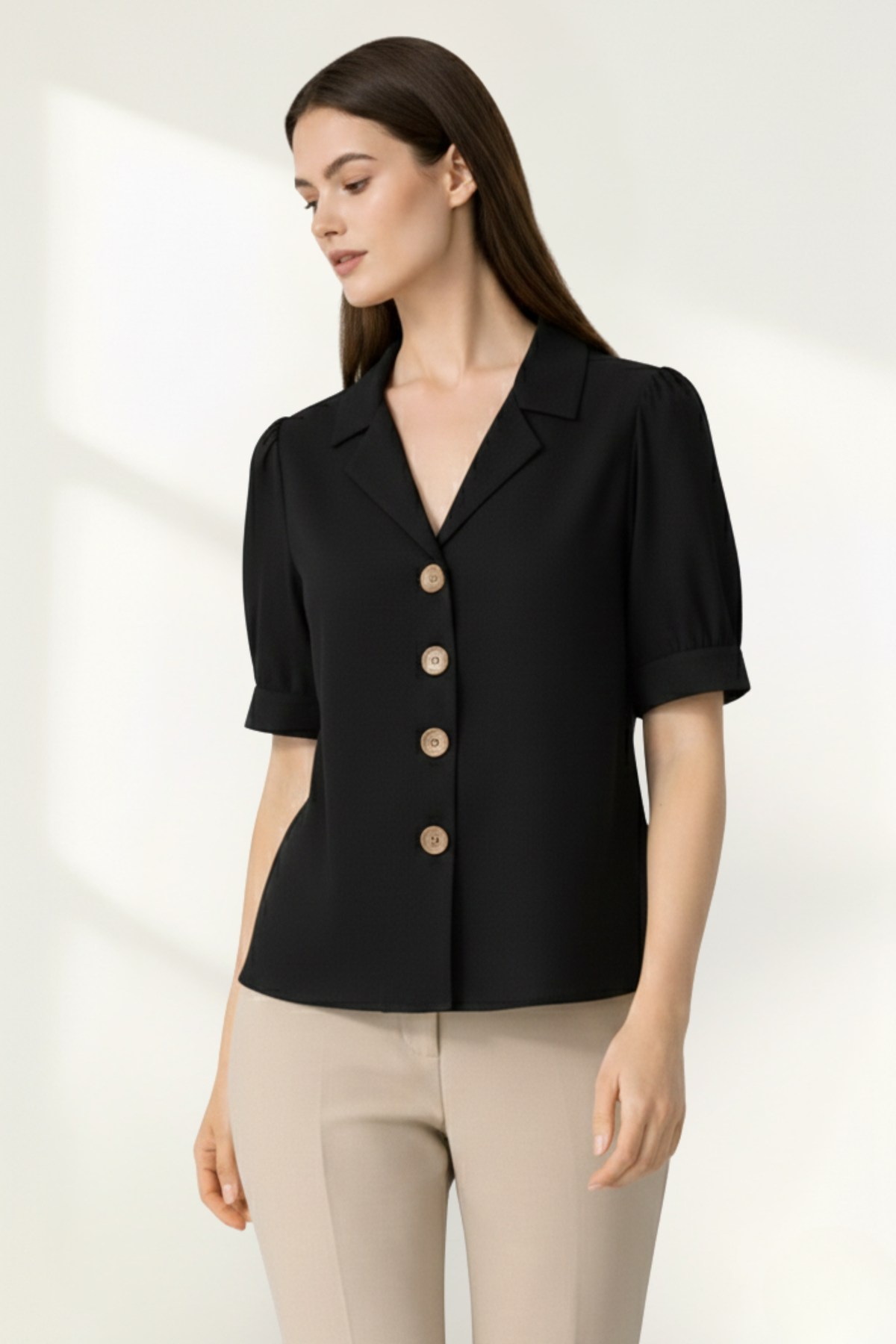 Women’s Button-Front Short-Sleeve Blouse
