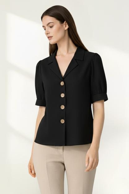 Women’s Button-Front Short-Sleeve Blouse