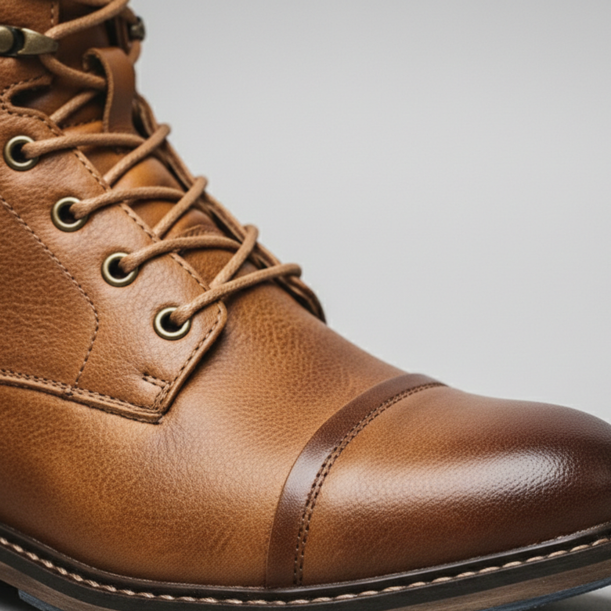Mens orthopedic leather boots lace up ankle