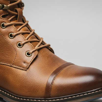 Mens orthopedic leather boots lace up ankle