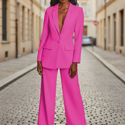 Pantsuit Blazer and Wide Leg Pants Women