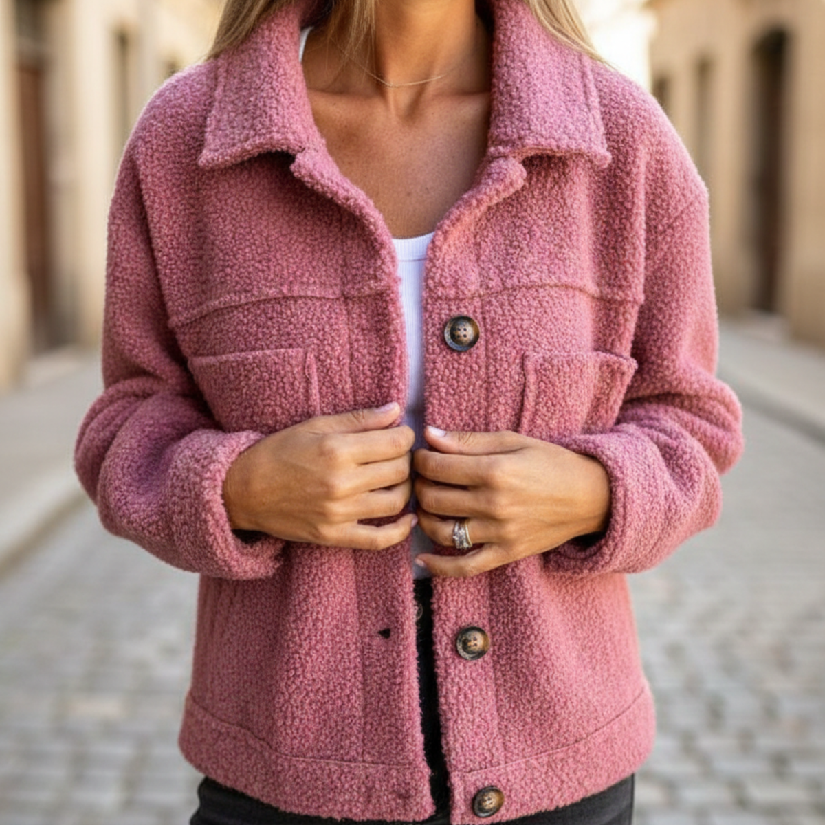 Chaqueta de Otoño para Mujeres con Botones y Manga Larga