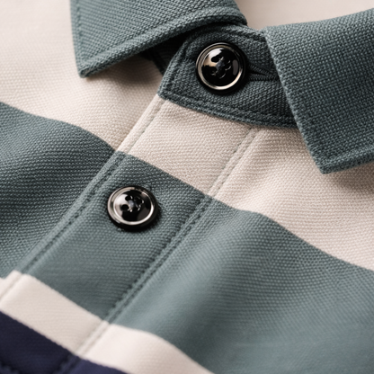 Polo Shirt Short Sleeve Striped Casual Men
