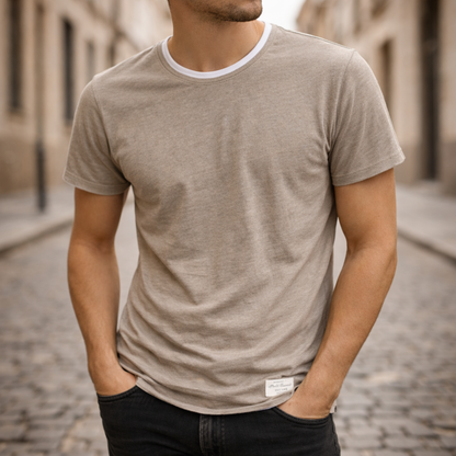 Cotton T Shirt Short Sleeve Crew Neck Men