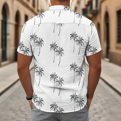 Camisa de Manga Corta con Estampado de Palmas para Hombre