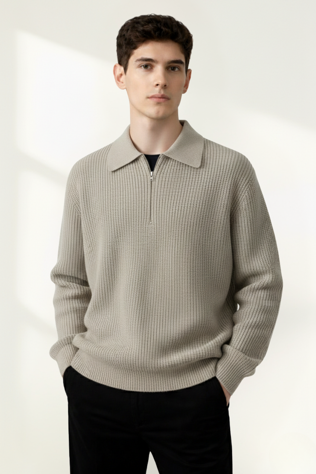 Men’s  Knit Quarter-Zip Polo Sweater