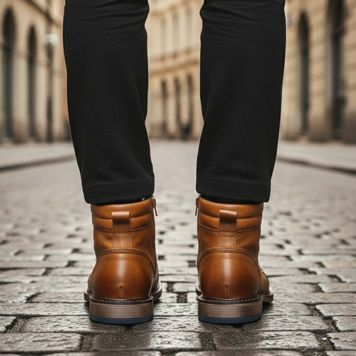 Mens orthopedic leather boots lace up ankle