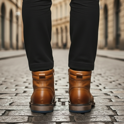 Mens orthopedic leather boots lace up ankle