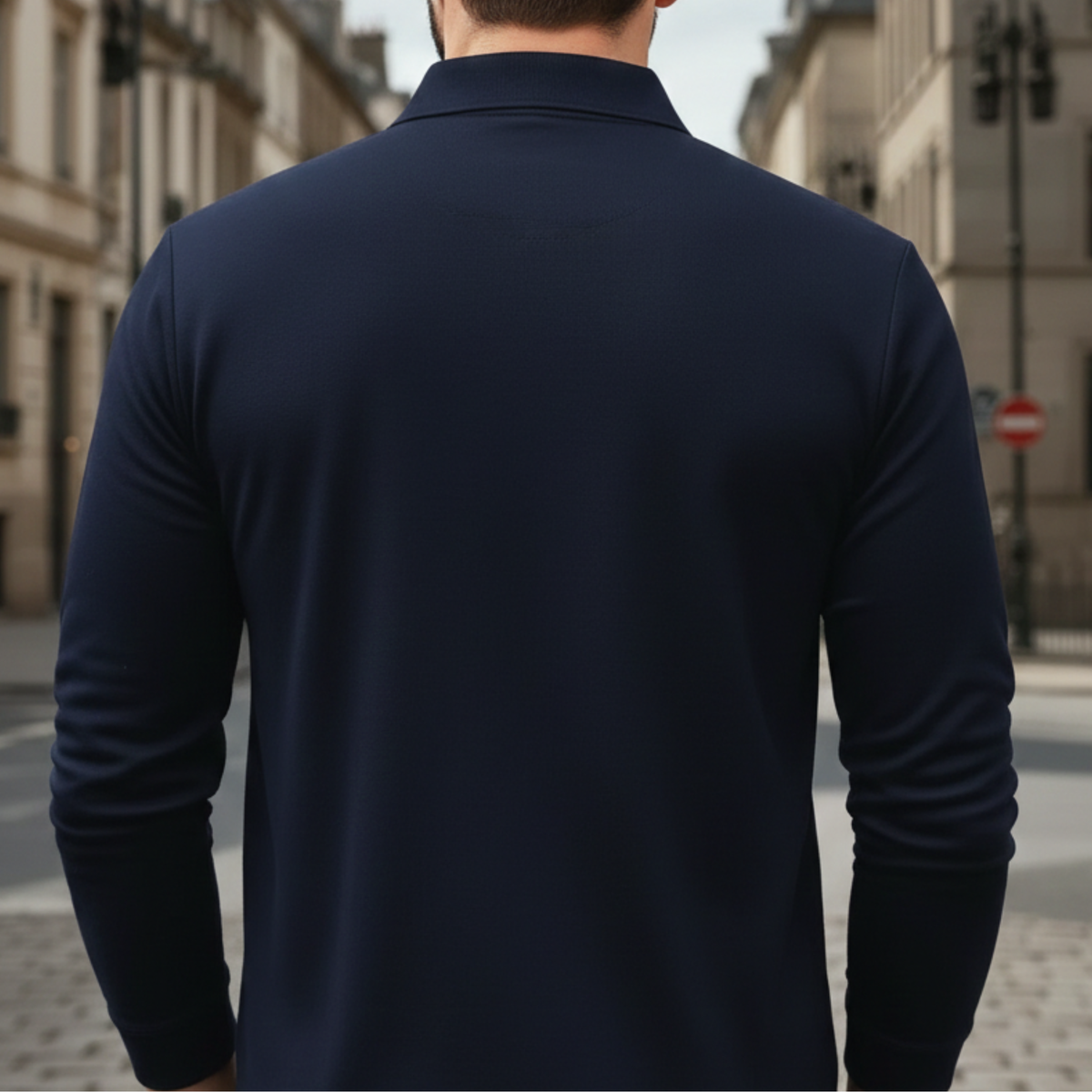 Camisa Polo de Manga Larga Sólida Casual para Hombres