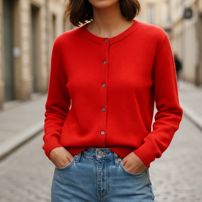 Cardigan femme à boutons, tricoté, manches longues