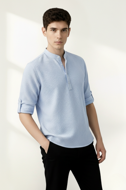 Camisa de manga larga tipo Henley para hombres