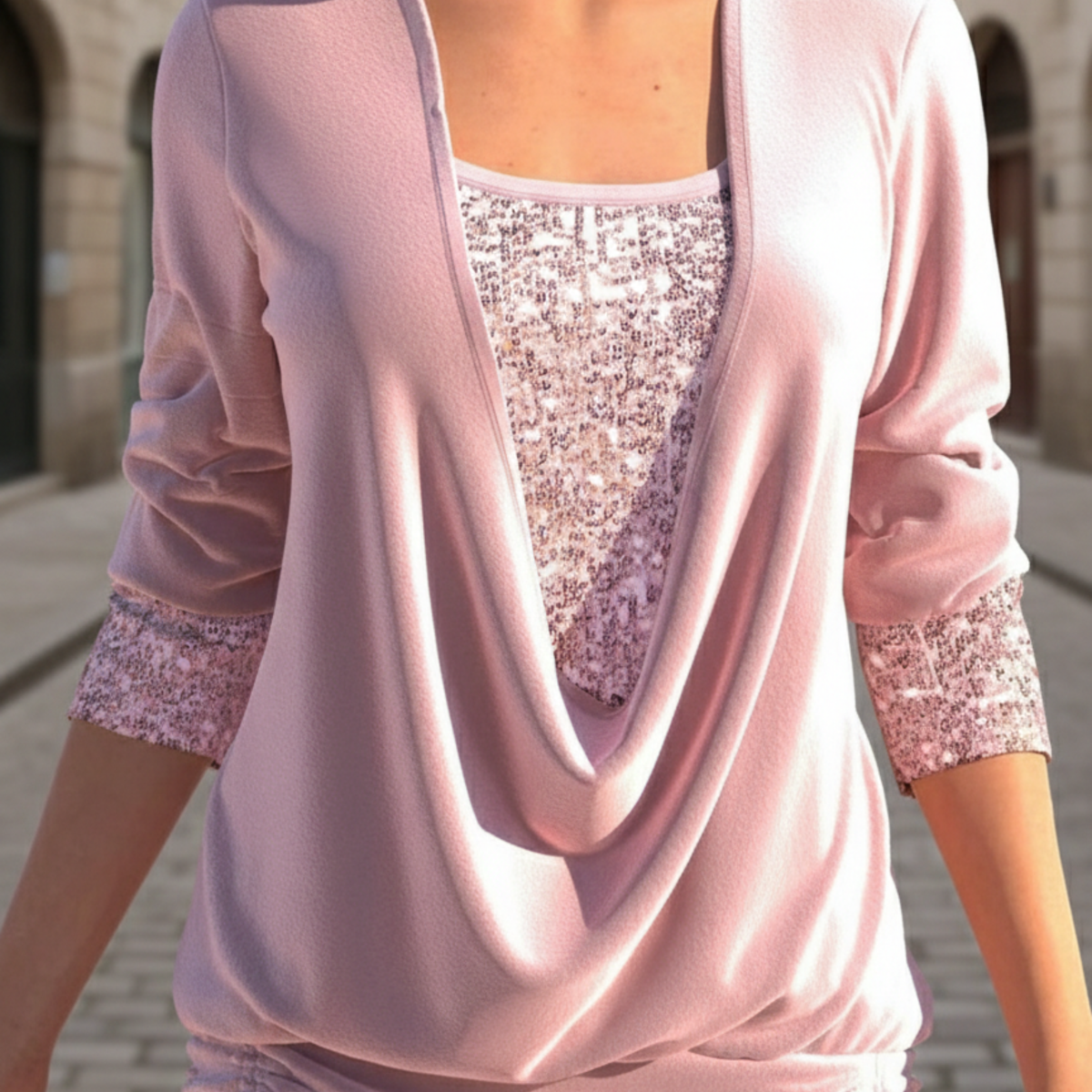 Womens Blouse Long Sleeve Sequin Elegant