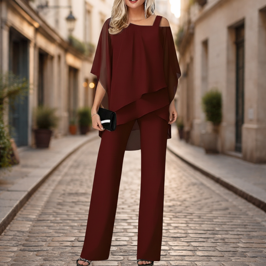 Chiffon Set Women Evening Two Piece Elegant