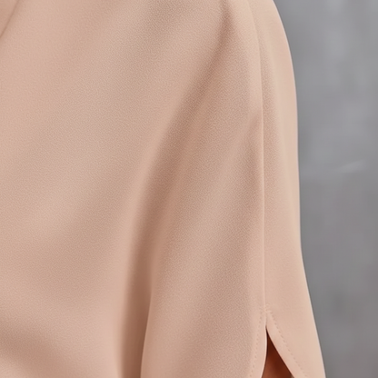 Silk Blouse V Neck Short Sleeve Women