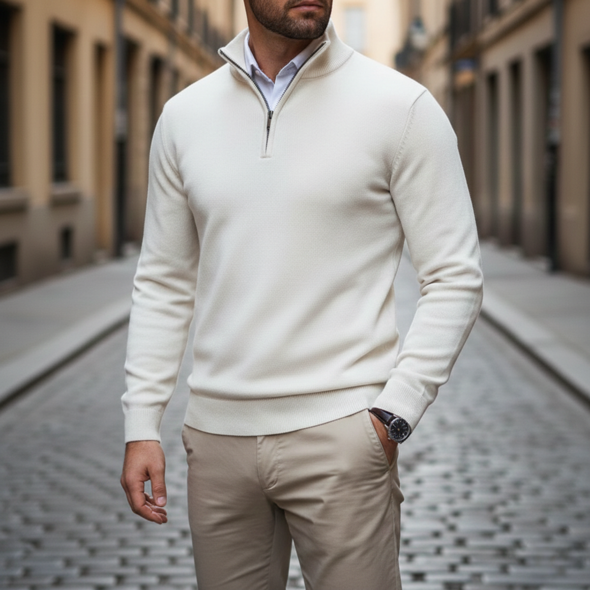 Men’s Half-Zip Lightweight Knit Sweater Casual