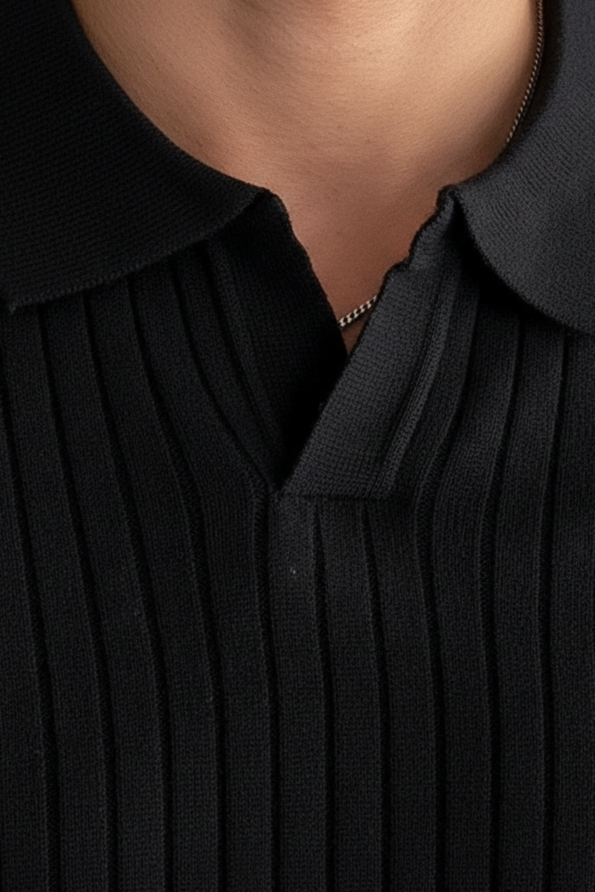 Pull polo en tricot côtelé pour homme
