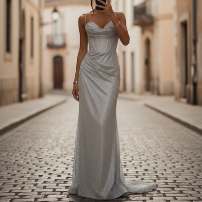 Evening Dress Maxi Spaghetti Strap Women