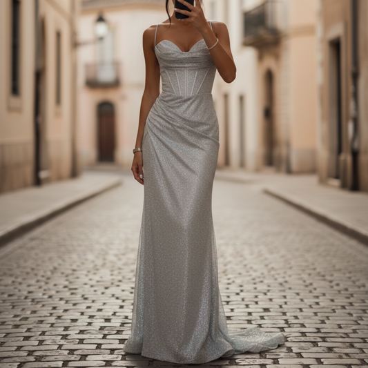 Evening Dress Maxi Spaghetti Strap Women