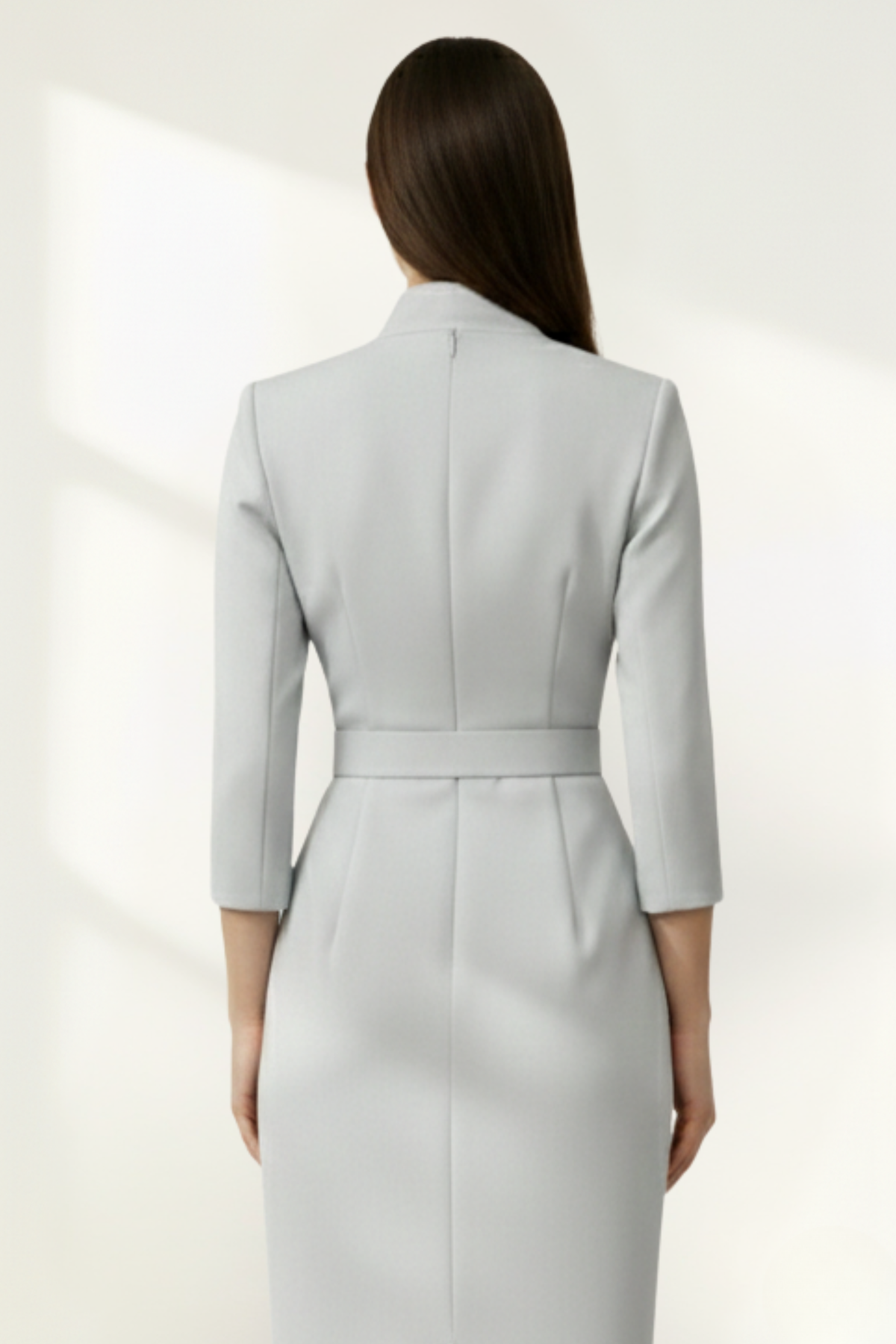 Women’s Crepe Belted Wrap Midi Dress