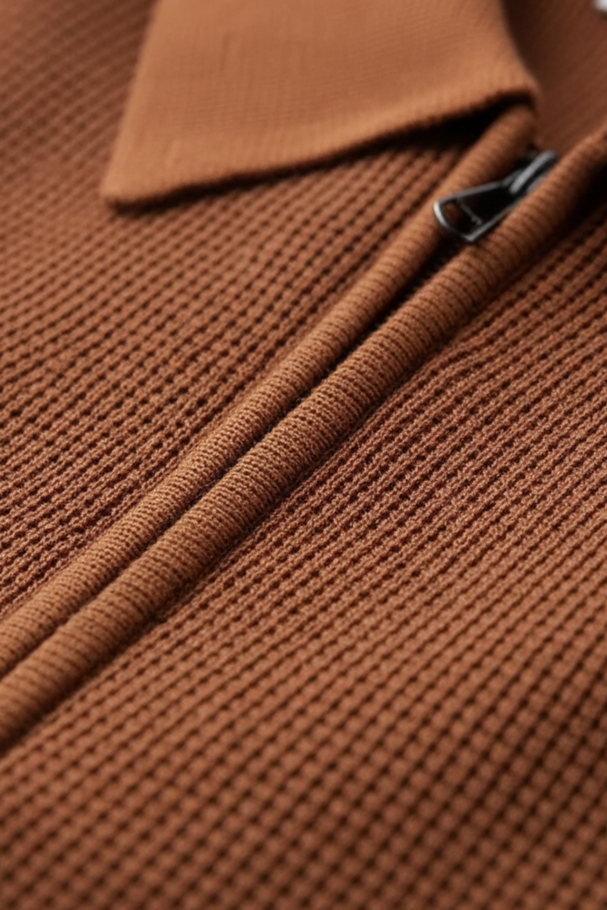 Pull polo pour homme à demi-fermeture éclair