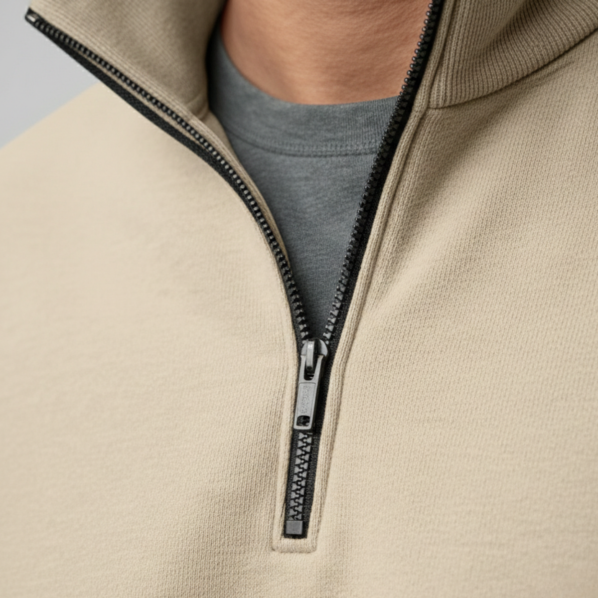 Sweat-shirt à demi-fermeture éclair en polaire pour homme