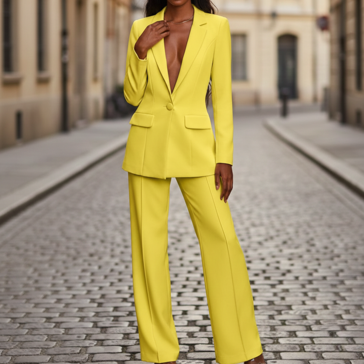 Pantsuit Blazer and Wide Leg Pants Women