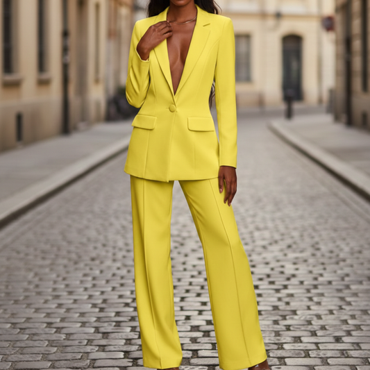Pantsuit Blazer and Wide Leg Pants Women