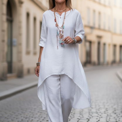 Women Set Loose Fit Long Sleeve Tunic Pants