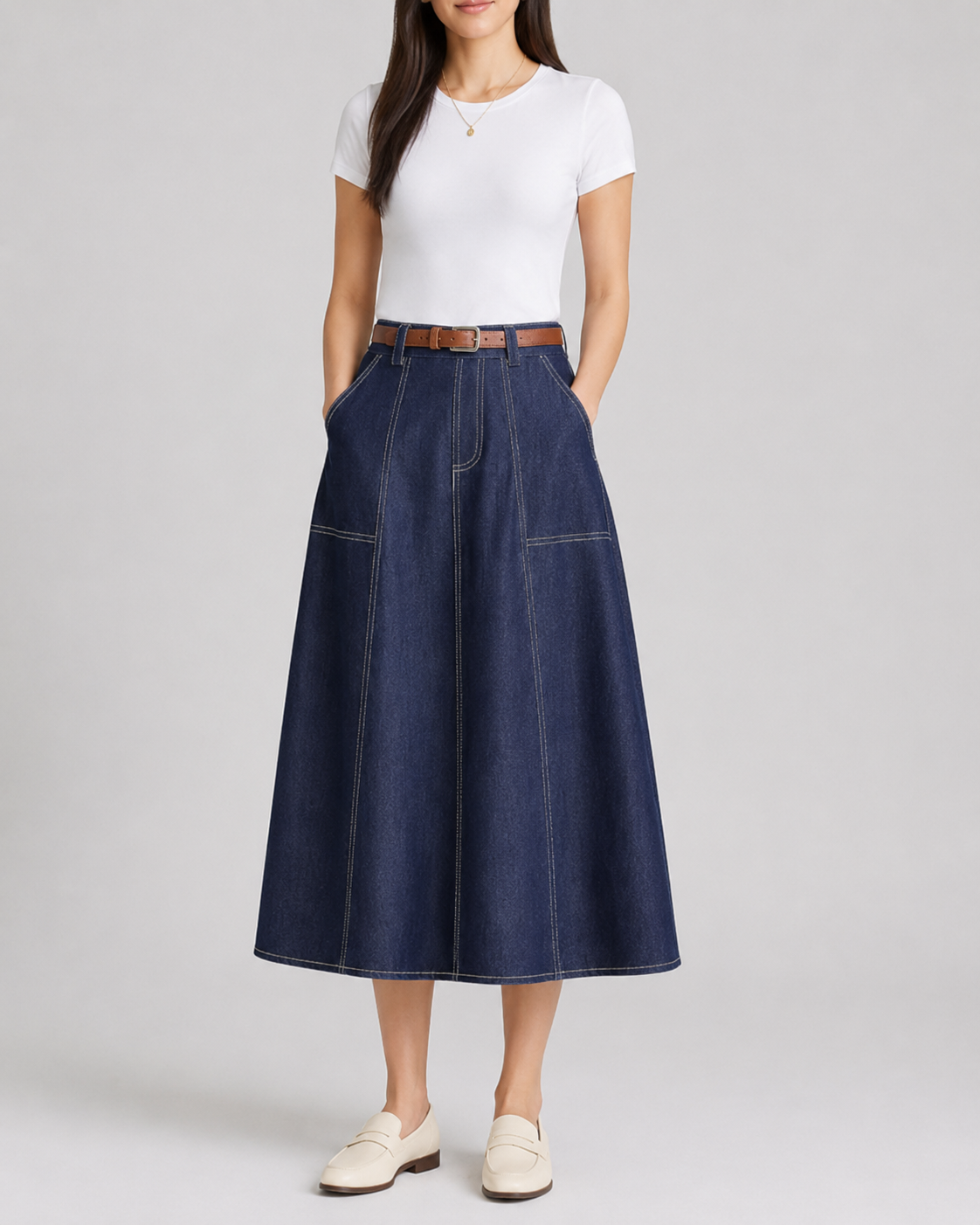 Miralette | Jupe en jean plissée évasée pour femme