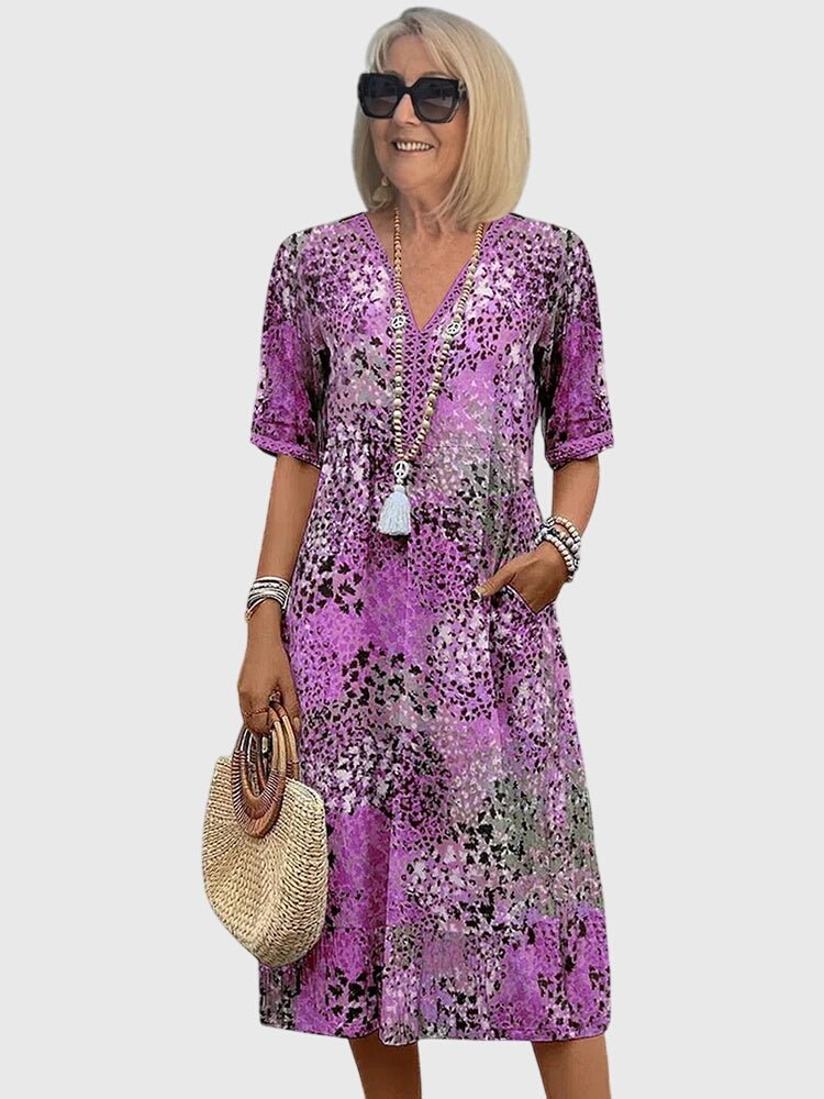 Ada | Women's Elegant Floral Midi Dress Back