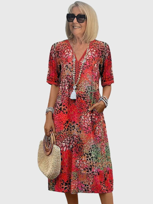 Ada | Women's Elegant Floral Midi Dress Front