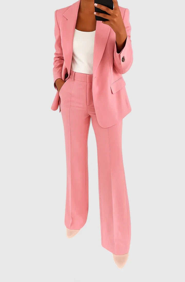 Amarel | Women's Elegant Wide-Leg Suit Set Close Up