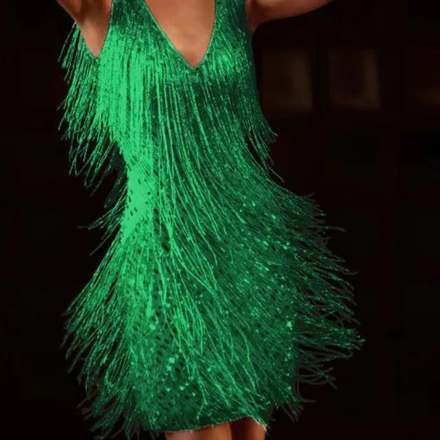 Amelianna | Women's Sequined Fringe Cocktail Dress Back