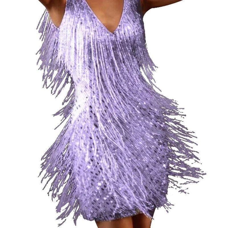 Amelianna | Women's Sequined Fringe Cocktail Dress Side