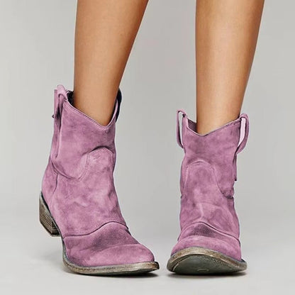 Anabella | Women's Vintage Western Pointed Toe Ankle Boots Back