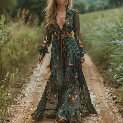 Arabella | Women's Floral Embroidered Fit Maxi Dress Hero