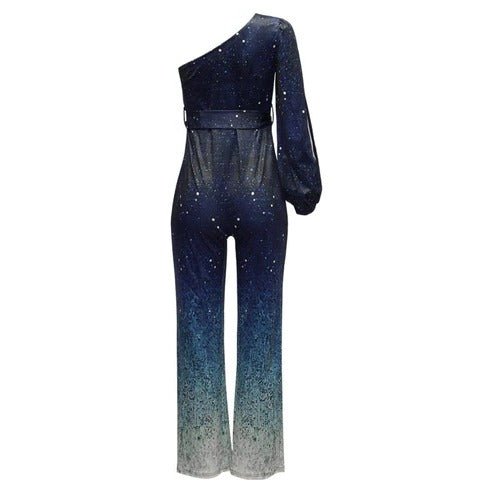 Avalora | Women's One-Shoulder Ombre Disco Jumpsuit Side