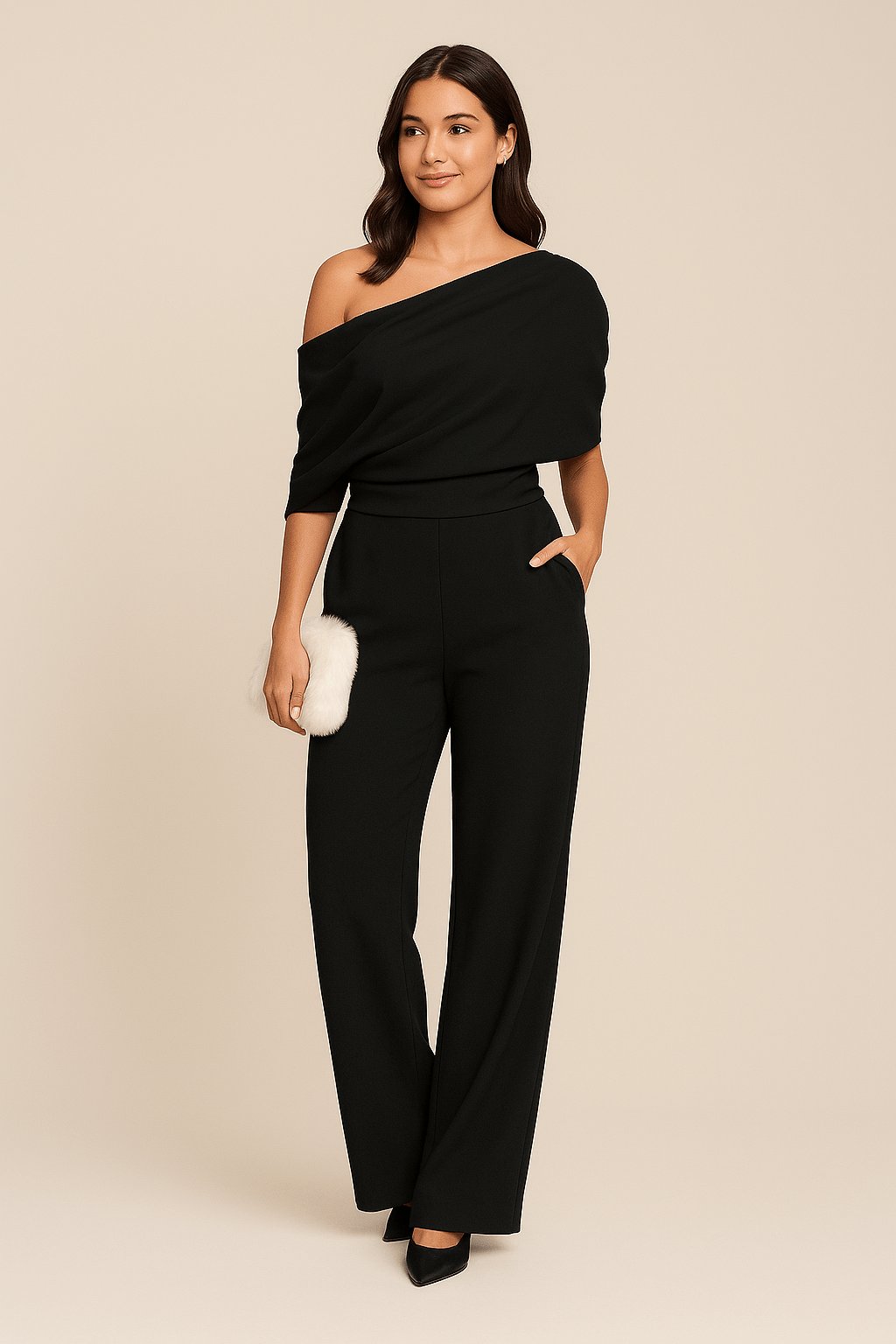 Aveline | Women's Chic One-Shoulder Jumpsuit Front