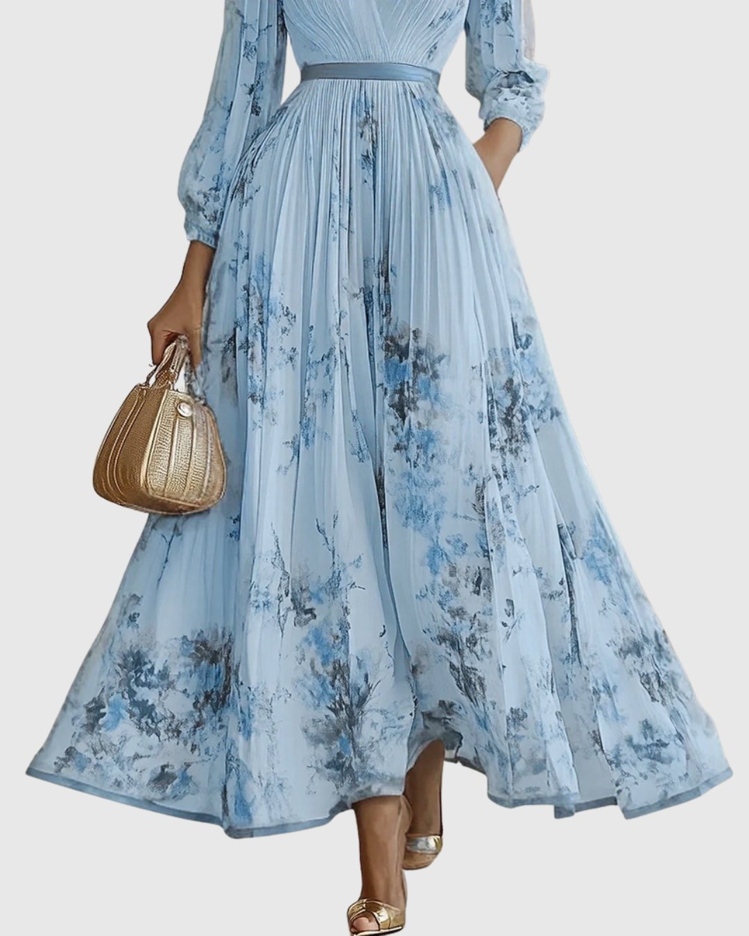 Aveline | Women's Elegant Pleated Maxi Dress Floral Lifestyle