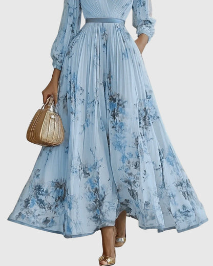 Aveline | Women's Elegant Pleated Maxi Dress Floral Lifestyle