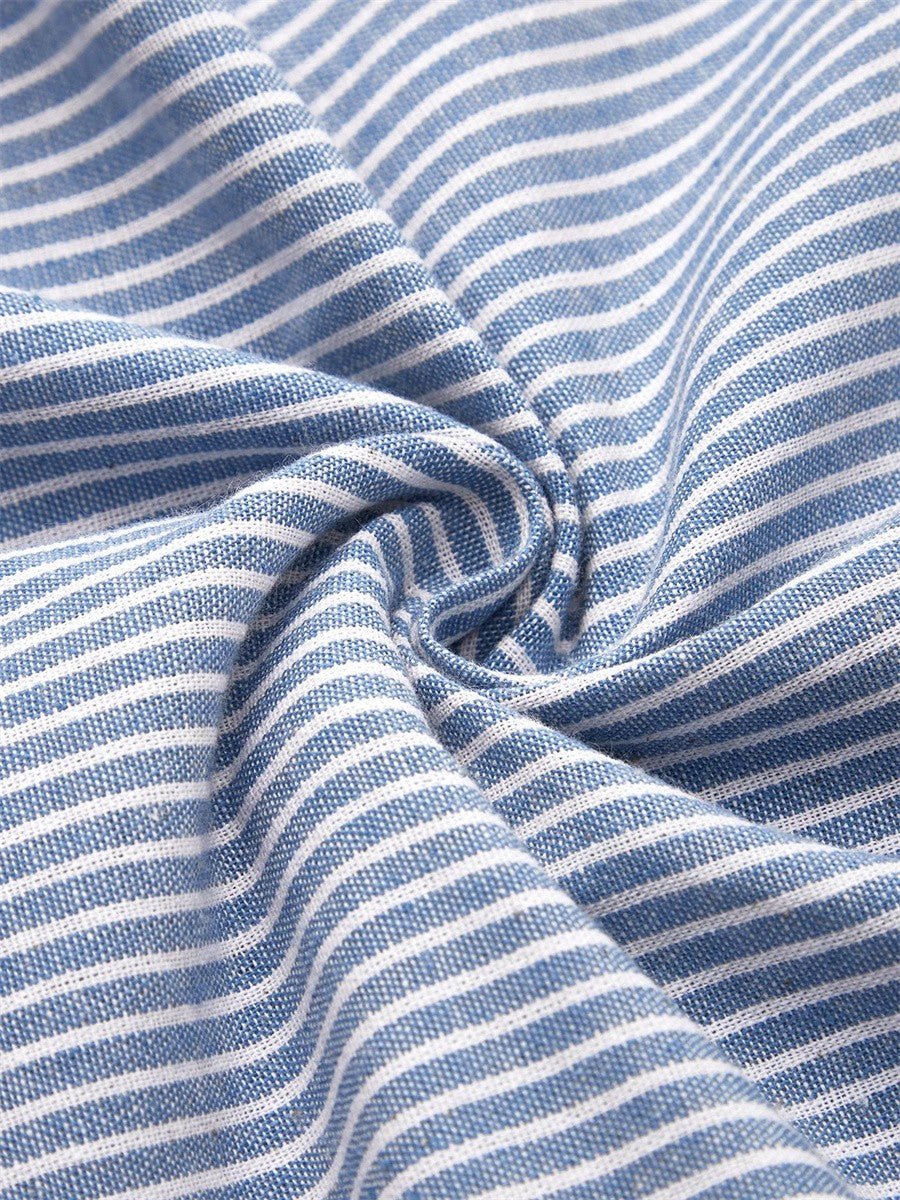 Aveline | Women's Striped Midi Dress Button-Front Side