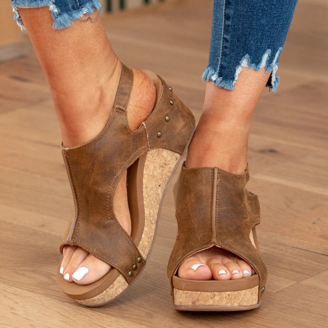 Bellatrix | Women's Suede Platform Wedge Sandals Alternate
