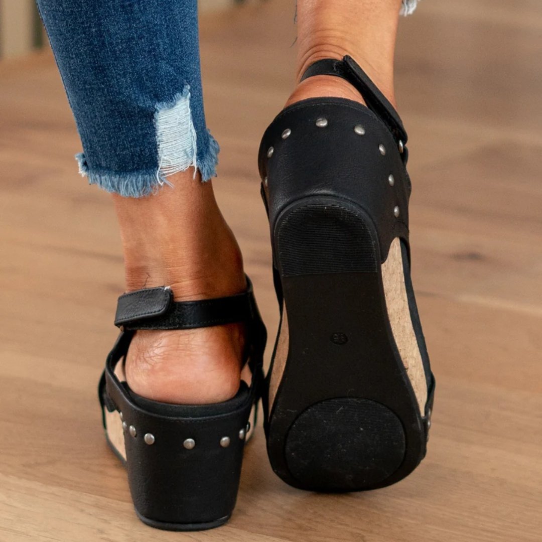 Bellatrix | Women's Suede Platform Wedge Sandals Angle