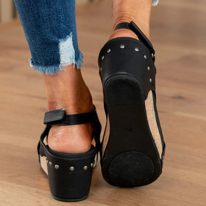 Bellatrix | Women's Suede Platform Wedge Sandals Angle